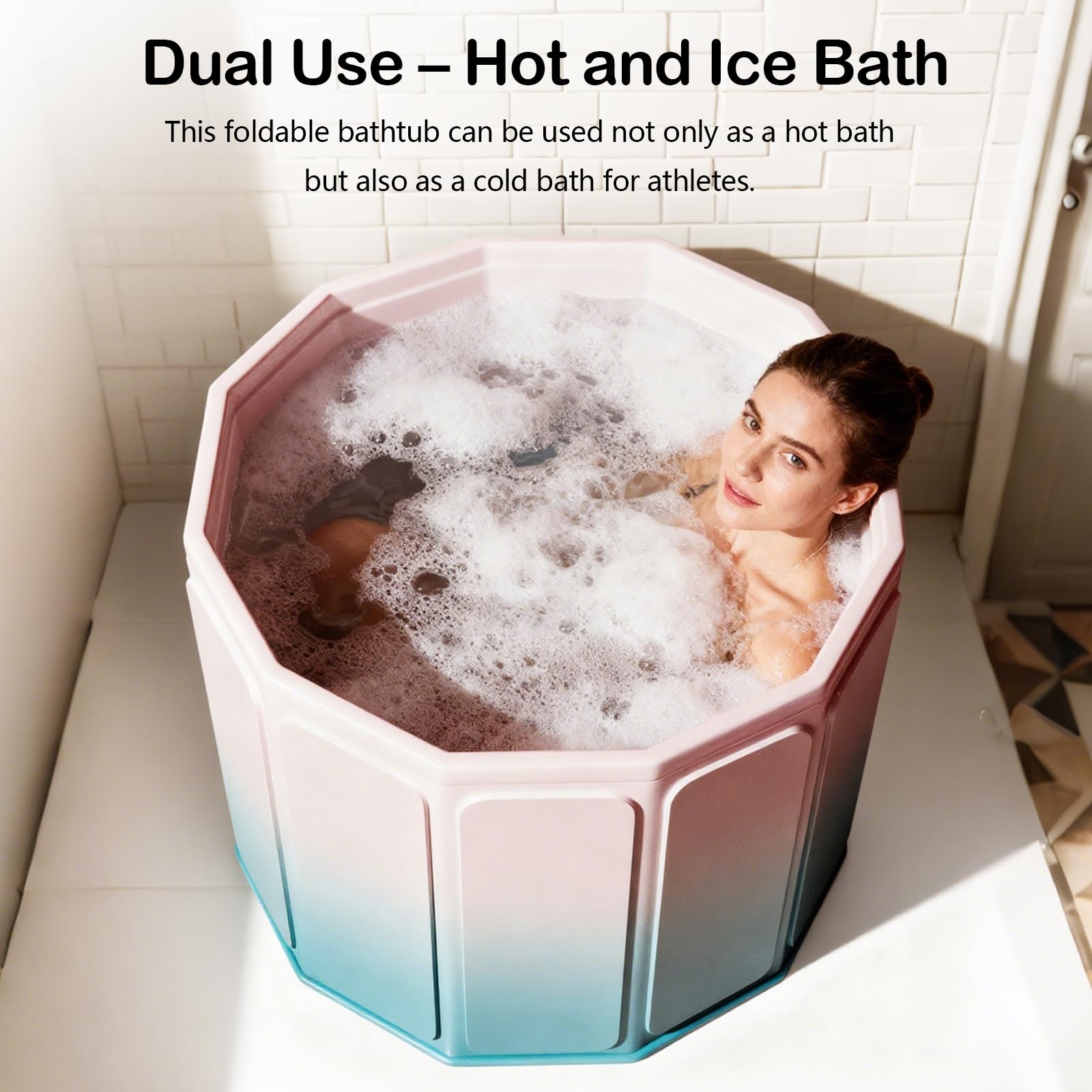 Baignoire Pliable, 80 x 70 cm (L x H) Baignoire Mobile Pour Bains Chauds Et Froids Pour Petites Salles De Bain Douche Spa Et Bien-être En Extérieur Bain De Glace Pour Adultes