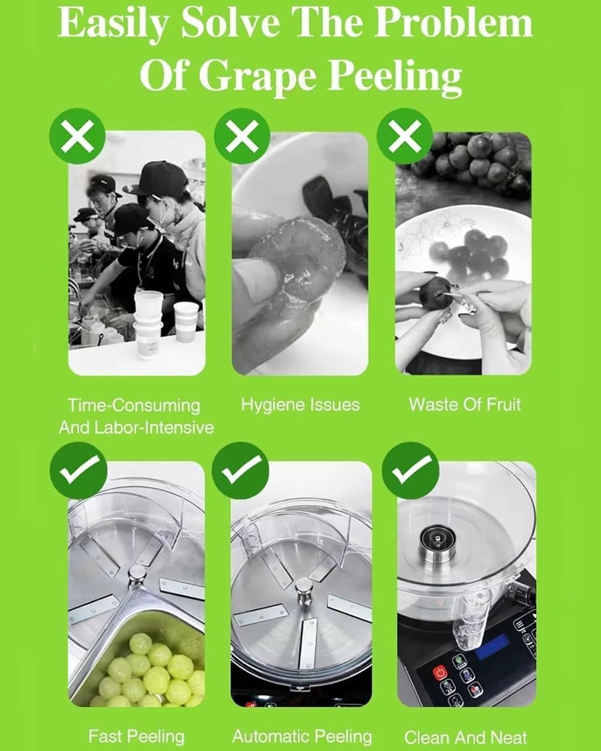 Auto Rotating Grape Skin Peeler, 1800RPM Electric Grape Peeling Machine, Fruit Skin Crusher Remover,for Winery