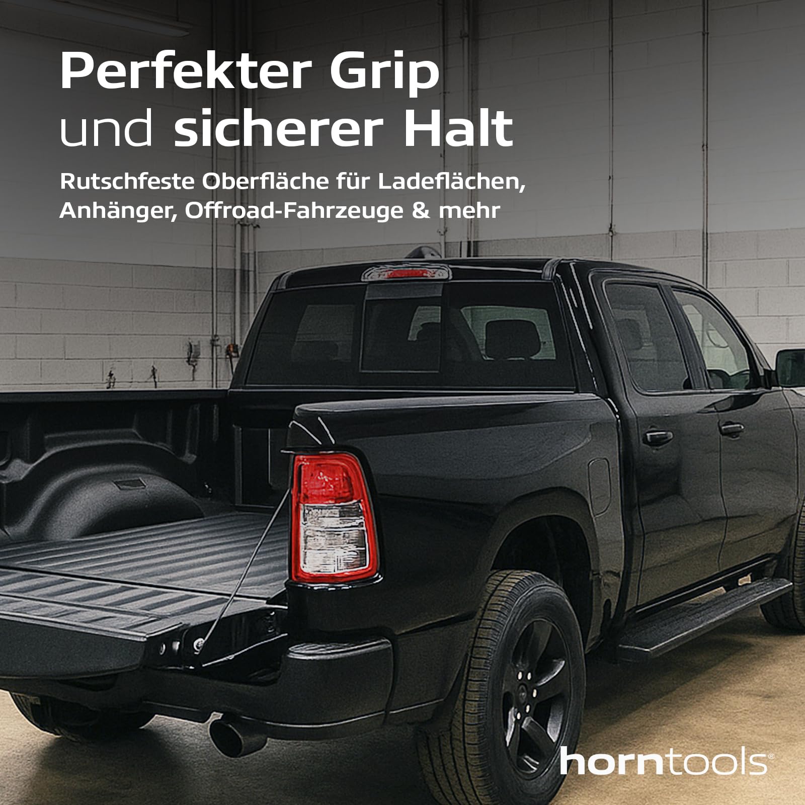 horntools Herculiner 1,8m2 Kit - Unterbodenschutz Schwarz - Strapazierfähige, rutschfeste Schutzfarbe im Set - Auto-Beschichtung - Ladeflächenbeschichtung - Rostschutzmittel
