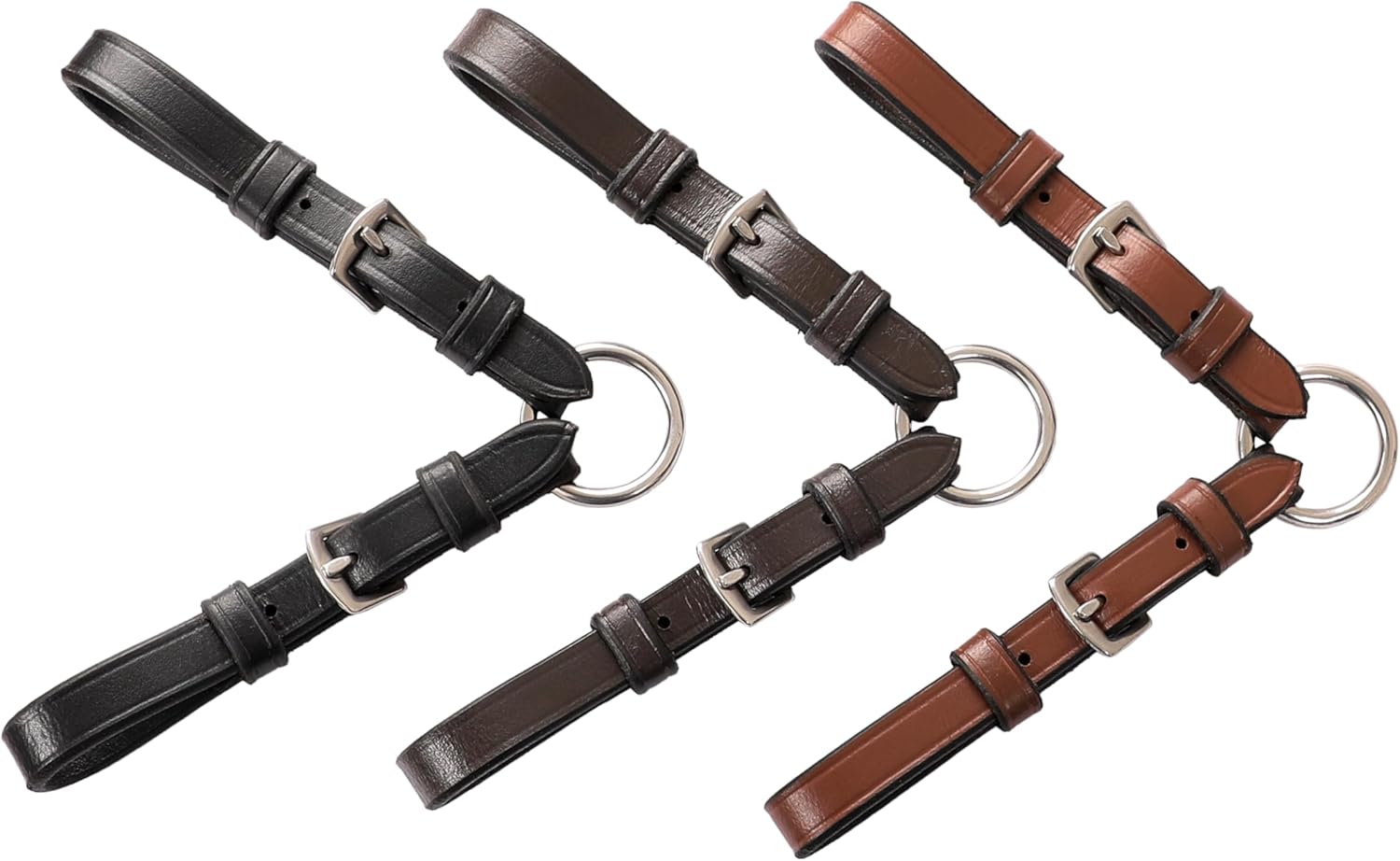 Exion Adjustable Pelham Bit Converter for Horse Bridle – Leather Single Rein Rounding Strap with Double Buckles – English Tack for Jumping & Training – Stainless Steel Hardware – Black & Brown