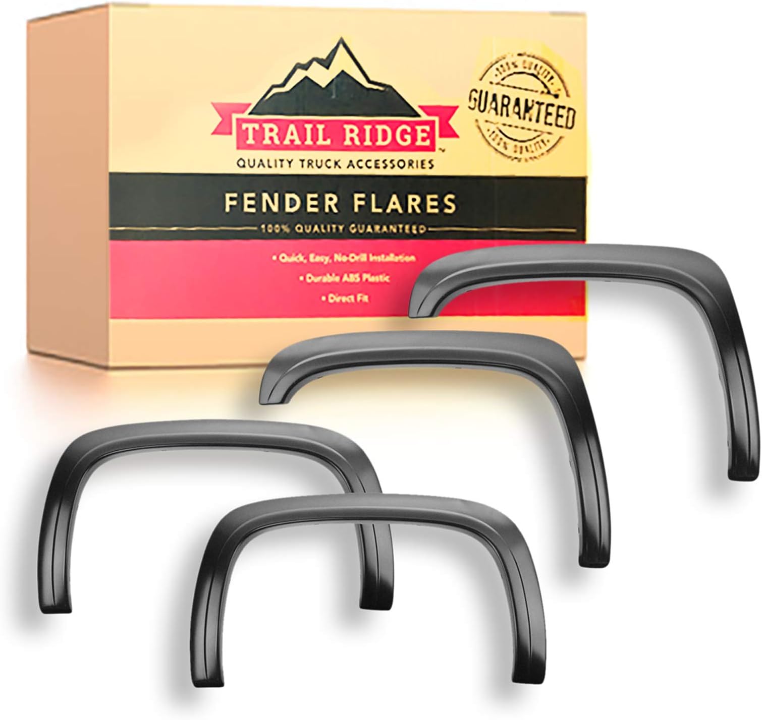 Trail Ridge Bolt On Factory OEM Style Smooth Black Fender Flare Kit Set of 4 for 2008-2013 Chevy Silverado 1500 with 5.75' Bed