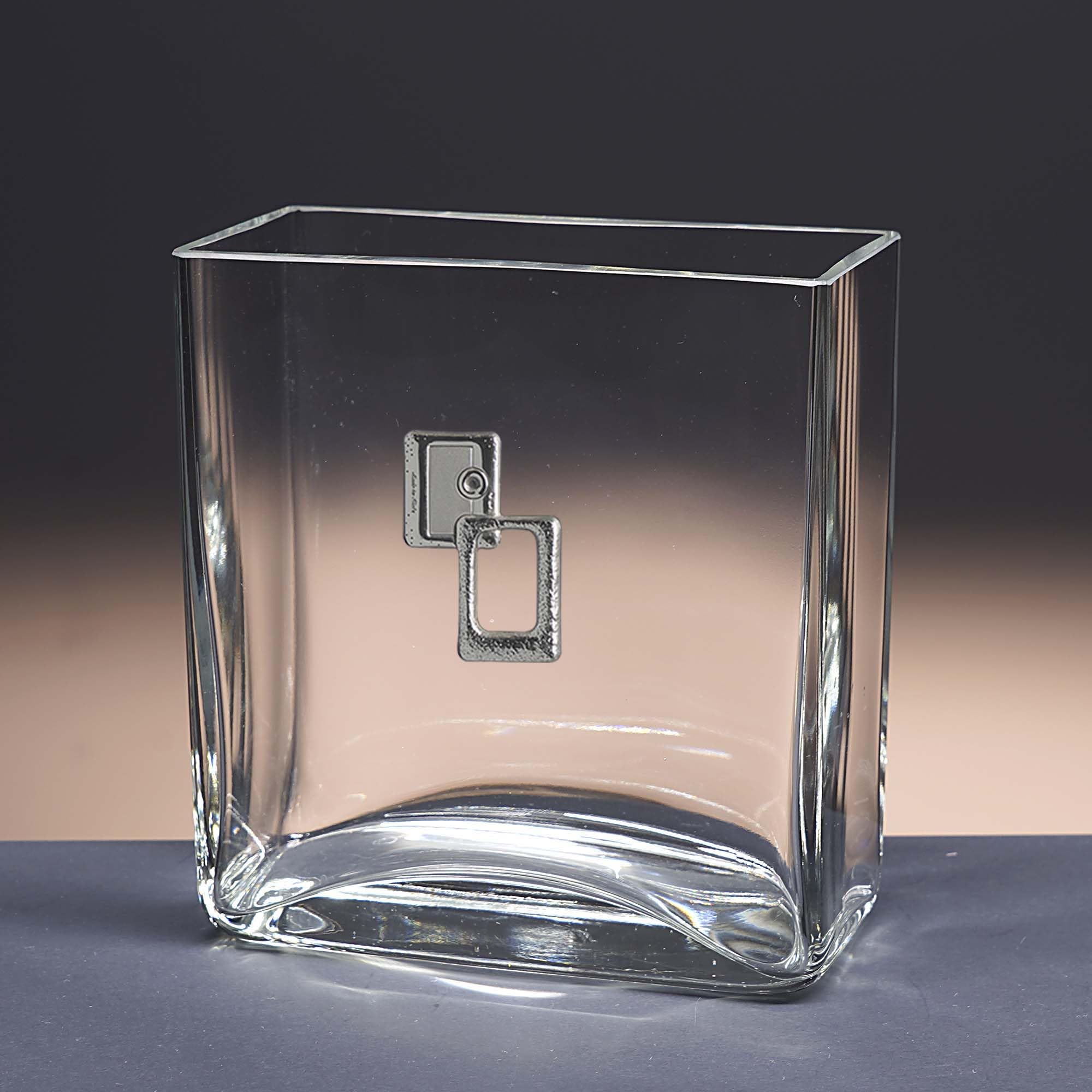 Gala&K | Florero de Cristal | Jarrón | Aplique bilaminado | Colección 23-461-CUADRADOS | 14x7x15 cm.
