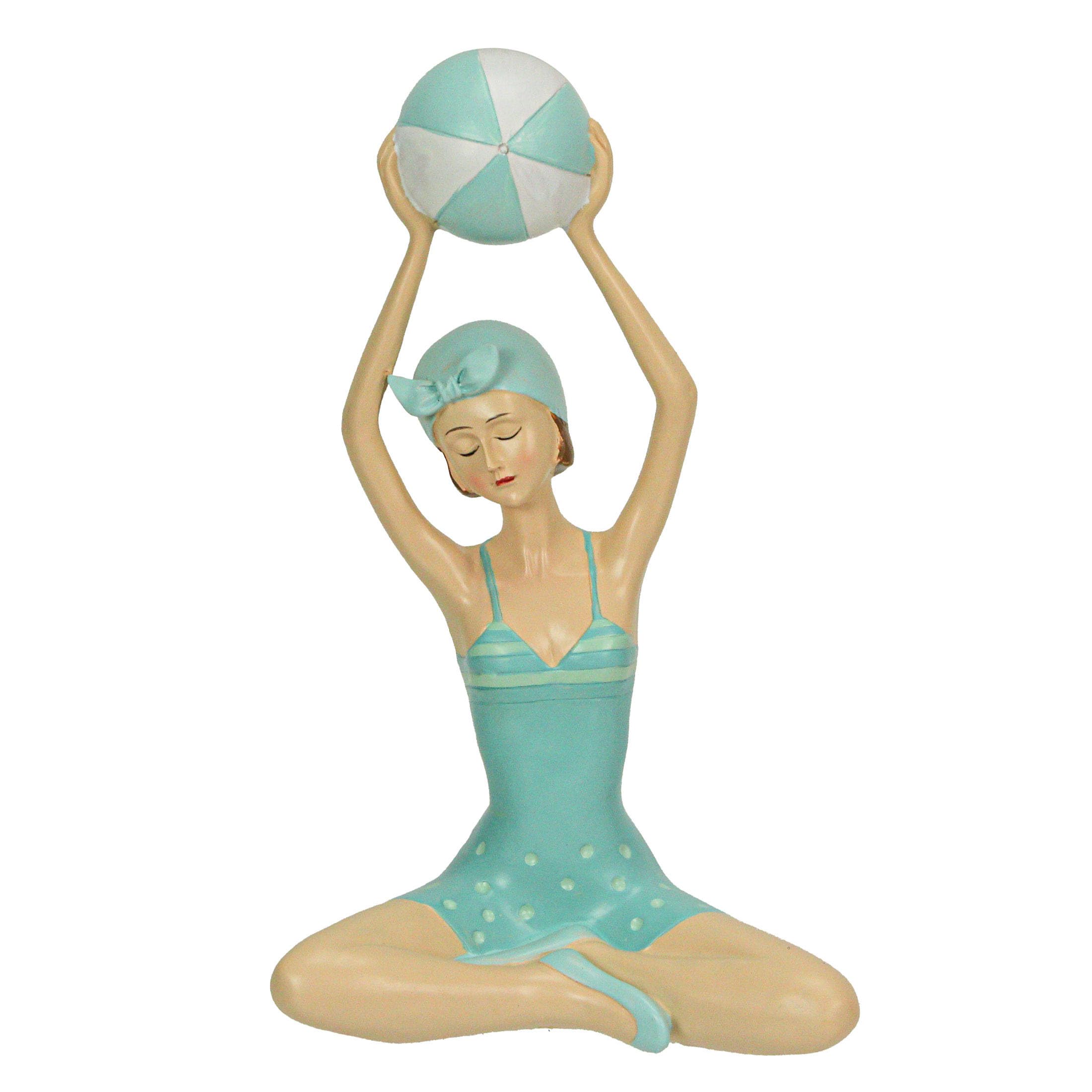 Figurine de plage rétro et balle en résine : statuette de collection aux finitions premium
