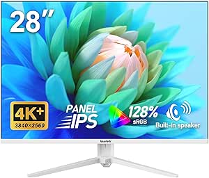 Gawfolk 28 inch UHD 4K IPS Computer Monitor, 3840×2560, 3:2 Aspect Ratio, Built-in Speakers, White