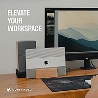 Vista 9 de Adjustable Vertical Laptop Stand for Desk, Wooden Laptop Holder, MacBook Pro Stand, Wood Mac Air Dock (Solid Oak)