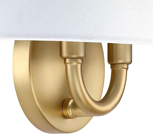 Vista 25 de Nathan James Millie - Aplique de pared enchufable, lámpara de lectura de cabecera con pantalla de algodón y placa trasera de latón