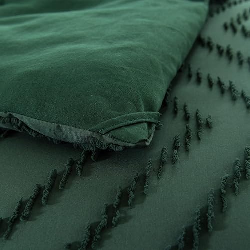 Miniatura 6 de SLEEPBELLA Juego de edredón Queen de color verde oscuro, mullido edredón navideño copetudo para cama de tamaño Queen, 3 piezas, color verde bosque