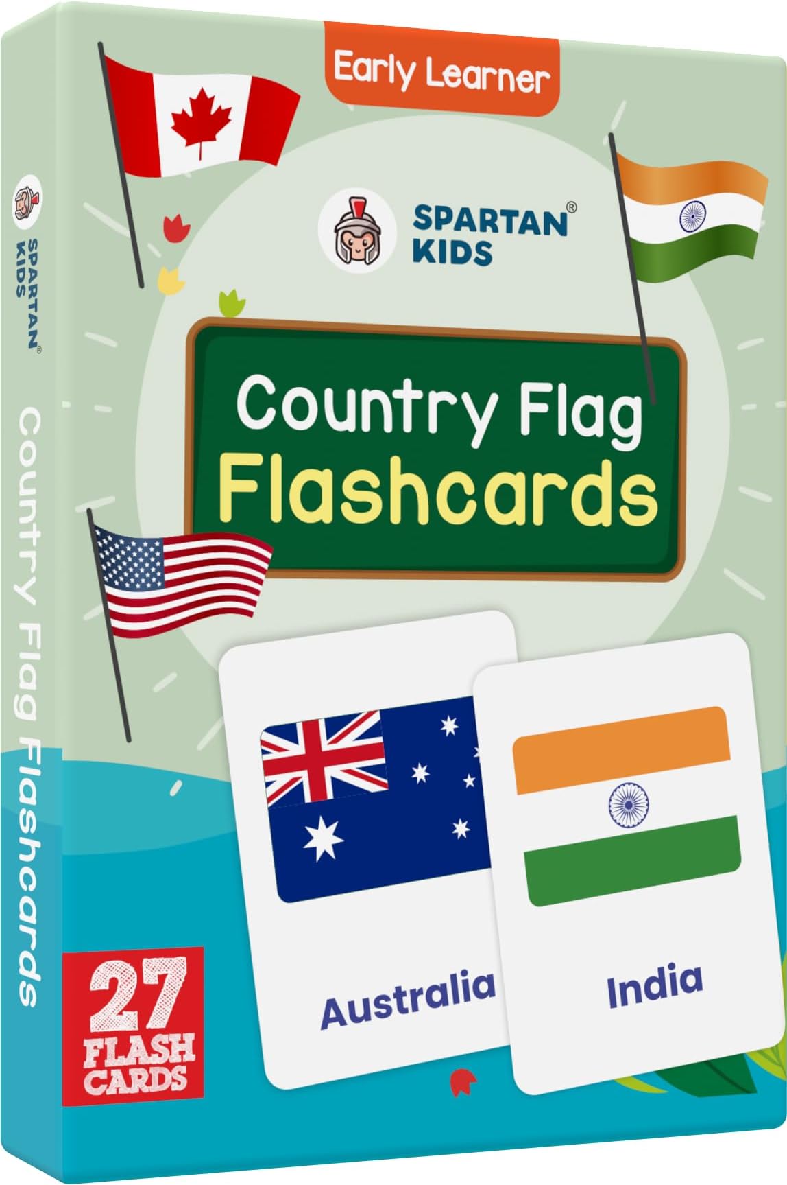 SPARTAN KIDS® Premium Country Flags Flash Cards for Kids | Easy & Fun Way of Learning