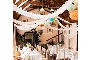 MerryNine Four-Leaf Clover Artificial Paper Garland Decorations, Pure White