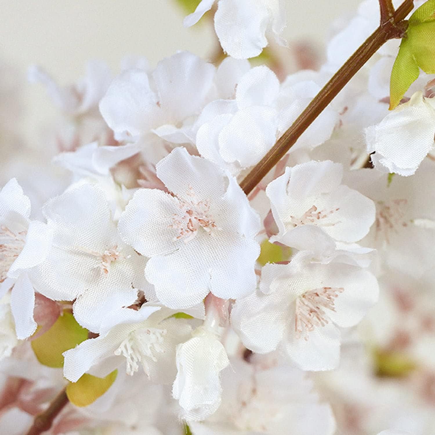 MISSPIN 3pcs 39 Inche Artificial Flowers White Cherry Blossom Branches Flowers Stems Silk Tall Fake Cherry Flower Arrangements for Home Wedding Table Decor (White)