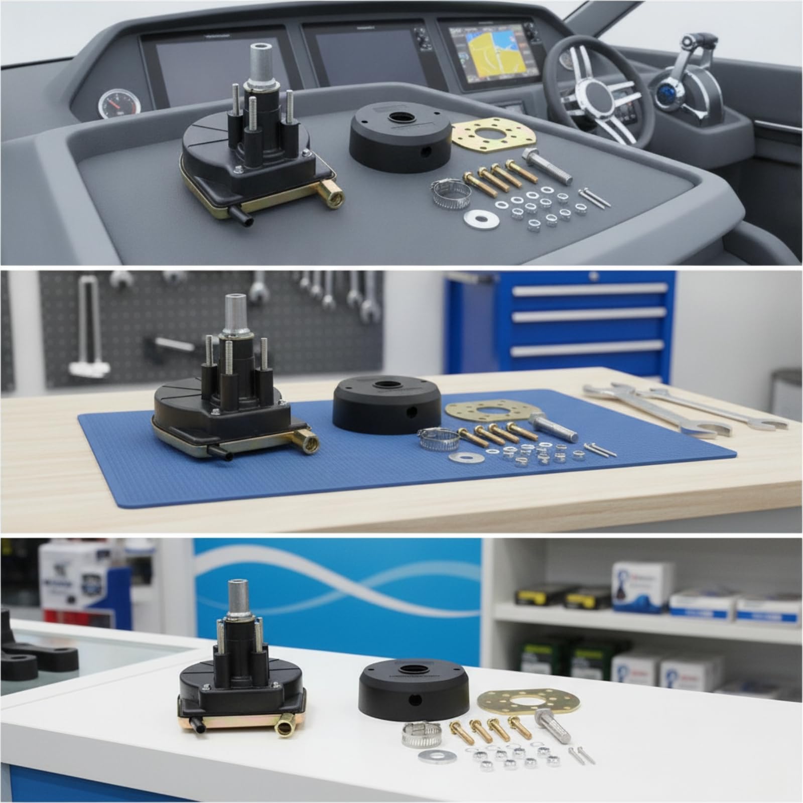 Steuerzug Steuerkabel Steuergehäuse Lenkmodul Bedieneinheit mit Kompletter Baugruppe Und Anschlussöffnungen Inklusive Befestiger Gewindeteile Montagezubehör für Boot Schlauchboot Yacht