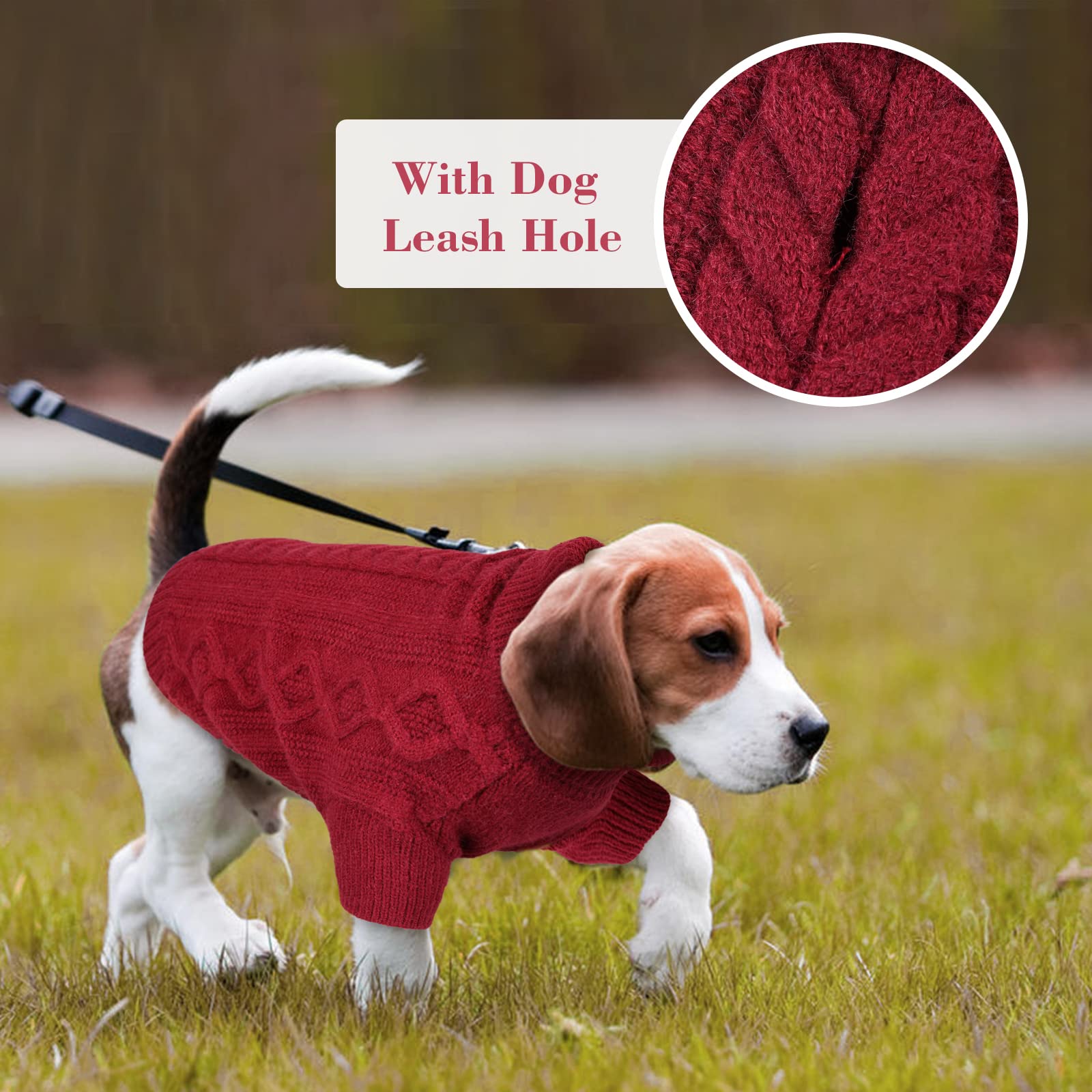Hundepullover - Warme Weihnachtspullover Hund mit Beinen, Hundepullover Weihnachten Schöner Hunde Pullover mit Geschirrloch, Hundepulli für Kleine Mittelgroße Hunde (Rot S)