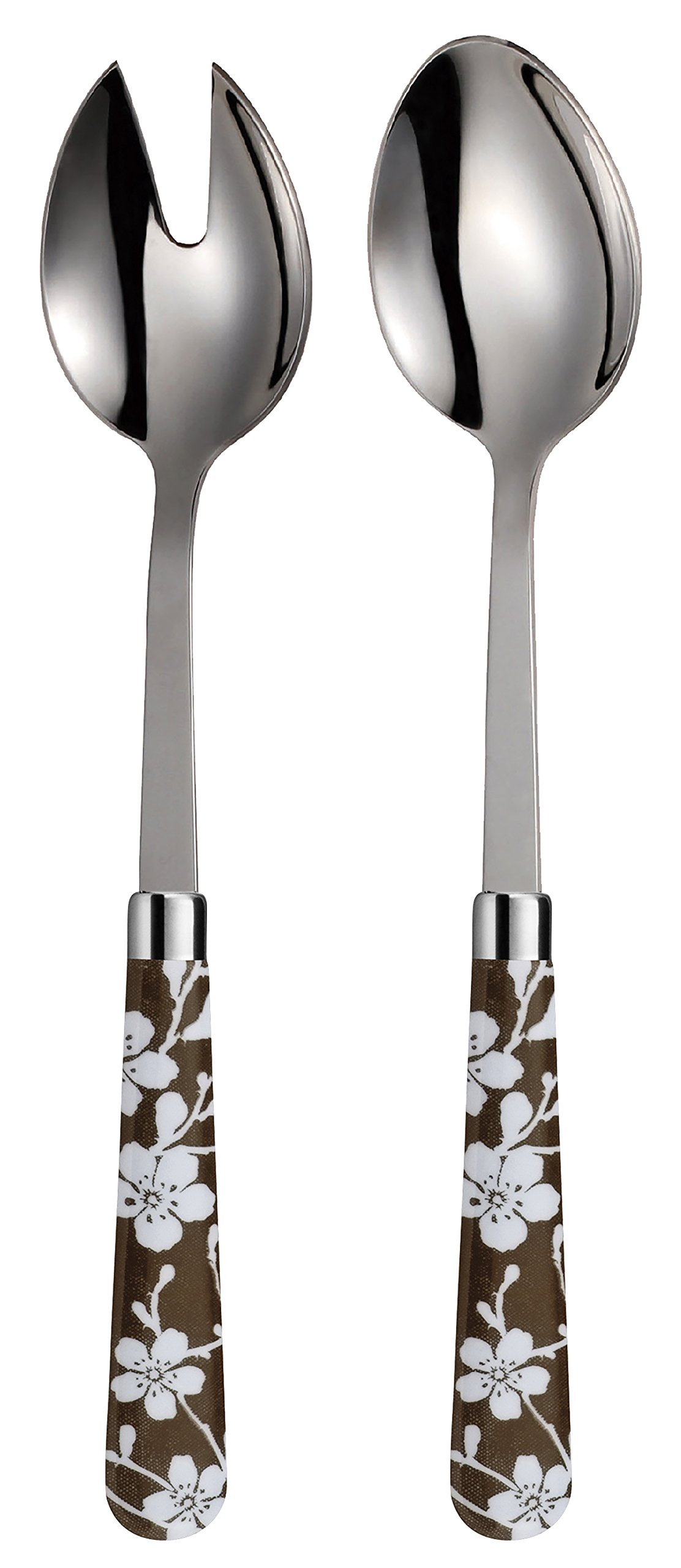 Campagne Flower Salad Servers, Stainless Steel, Taupe, 25 x 5 x 3.5 cm