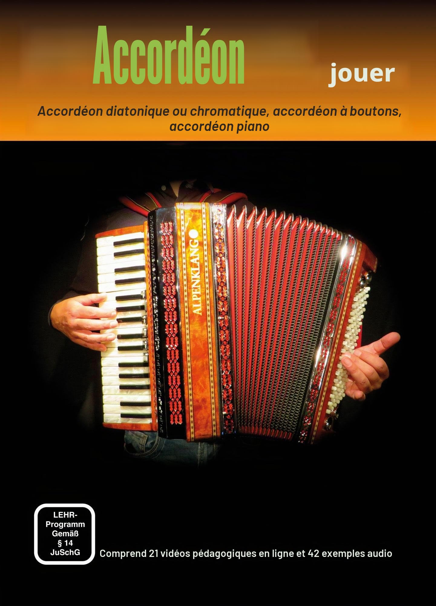 Classic Cantabile Secondo Accordéon Enfant 8 Basses Set (Accordéon enfant avec 8 basses, incl. sangle, housse, pupitre & école) Rouge
