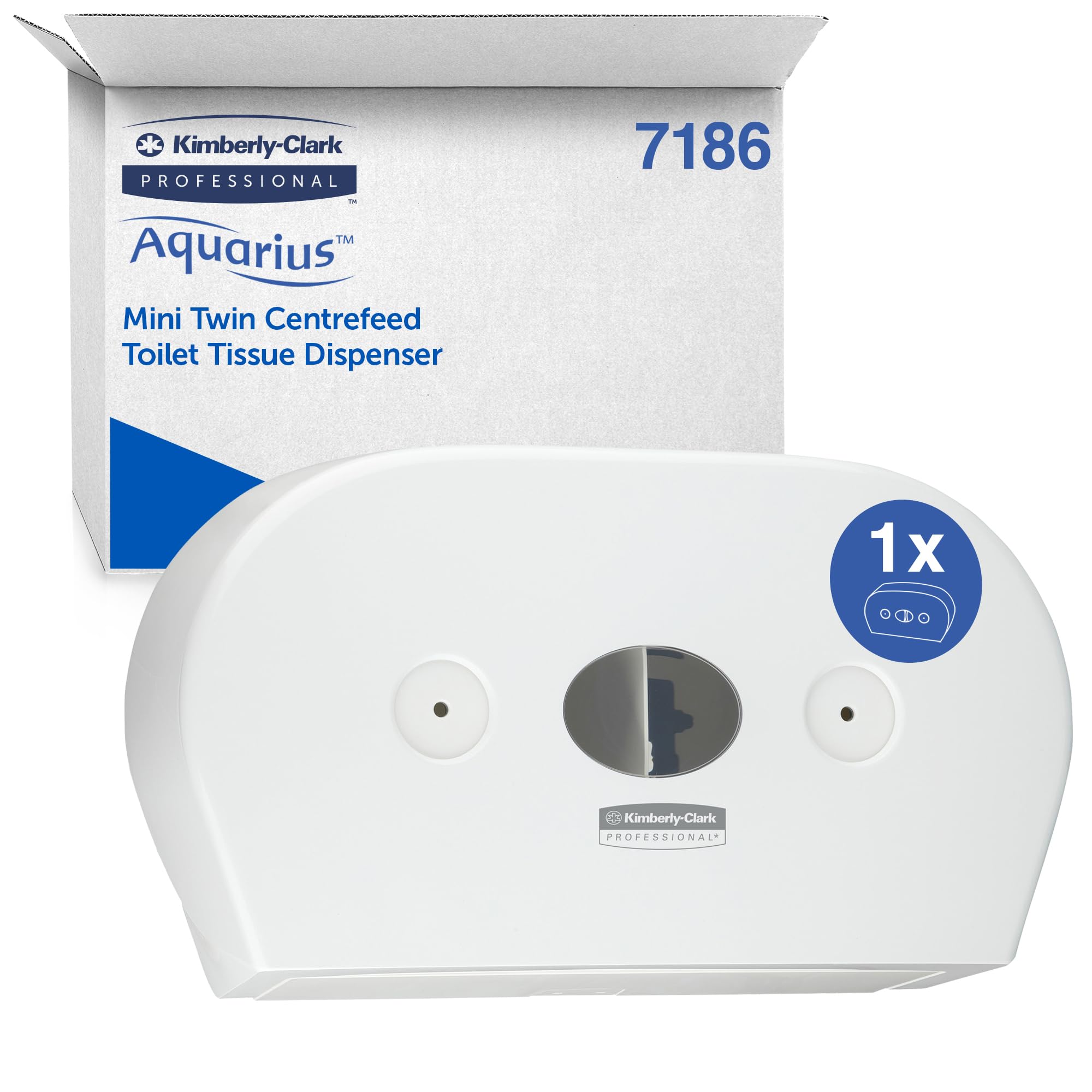 Aquarius Mini Twin Roll Centrefeed Toilet Paper Dispenser 7186 - 1 x White, Toilet Roll Dispenser