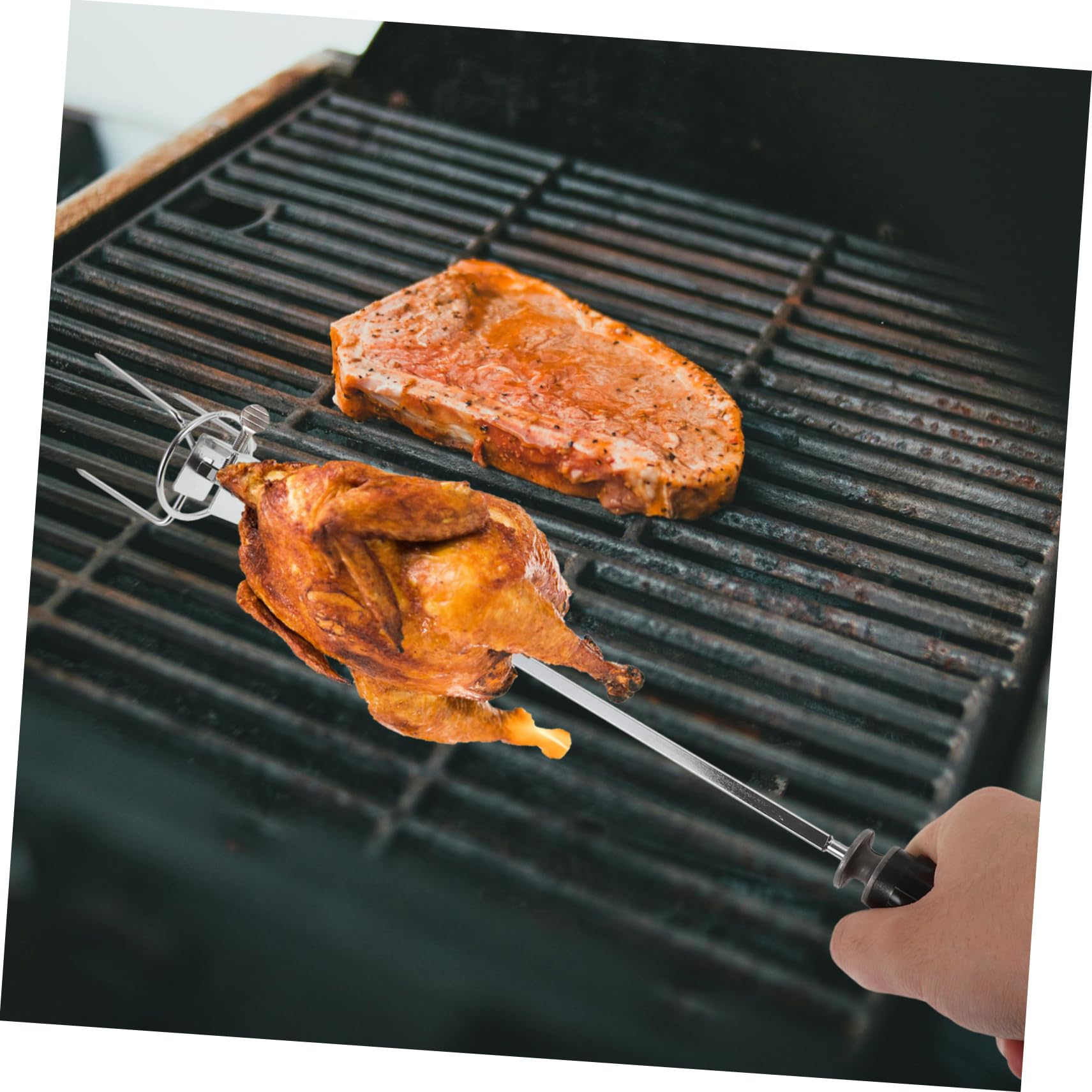 ibasenice 2 Set forchetta da barbecue spiedini alla griglia forchetta per grigliare la carne forchette per grigliate domestiche Fornitura di grigliate di pollo Acciaio inossidabile Silver