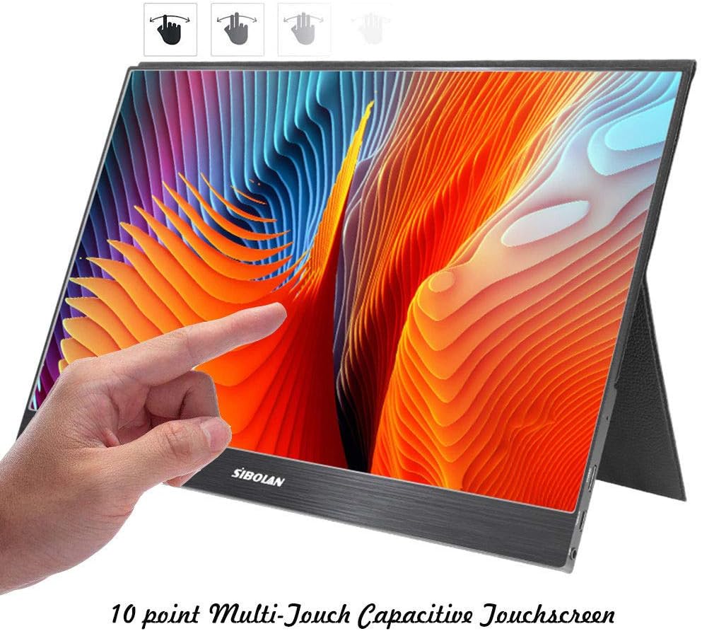 15.6 inch Touch Screen Ultra Slim IPS HDMI Type-C Portable Monitor for Laptop/Computer, Portable Gaming Monitor for PS4/XBOX One/Xbox 360/Switch Build-in Speaker