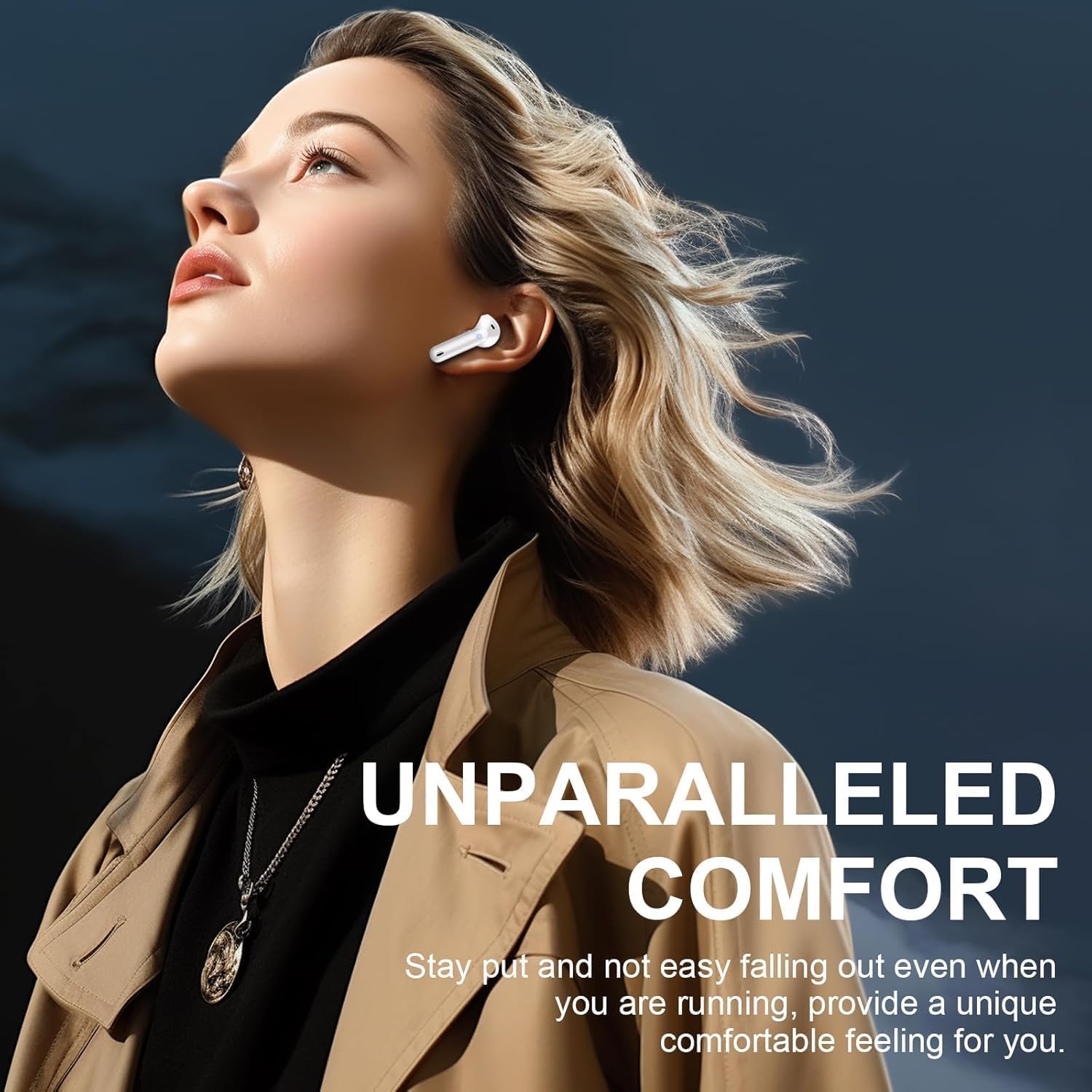 Auriculares Inalambricos, In-Ear Auriculares Inalambricos Bluetooth 5.4 con 4 HD Mic Cancelacion Ruido, 45H Estéreo HiFi Cascos Inalambricos Bluetooth Pantalla LED/IP7 Impermeable/Carga Rápida Tipo-C