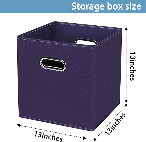 Miniatura 2 de Contenedores de almacenamiento de tela negra, 13 x 13 x 13 pulgadas, cajas de almacenamiento plegables con doble asa, caja organizadora de tela y