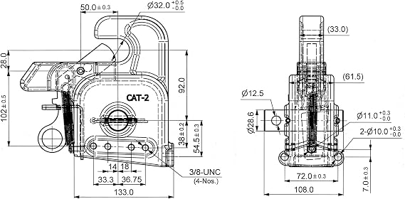 No-Weld Cat 2 Quick Hitch Lower Hooks