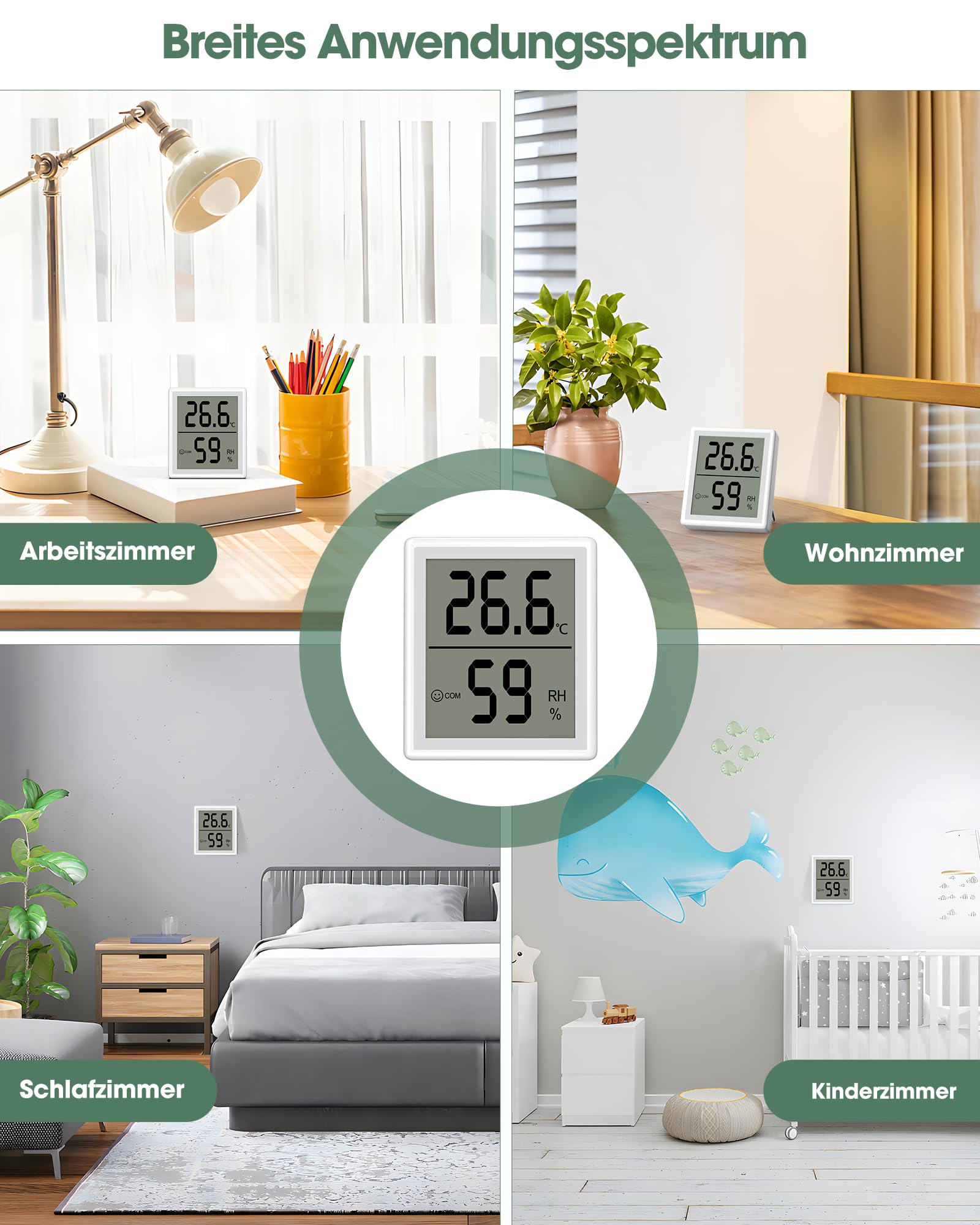 Igrometro Termometro Digitale Sonomo 3 Pezzi - Misuratore Umidità E Temperatura Per Interni - Foto 7