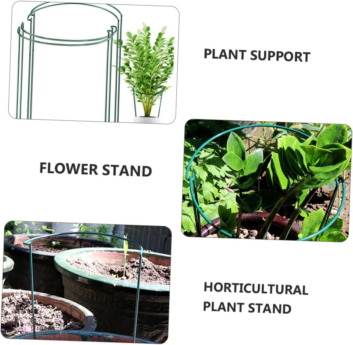 4pcs Green Semicircular Plant Support Frame Iron Flower Support for Potted Plants Garden Trellis for Climbing Vines Sturdy and Detachable Design