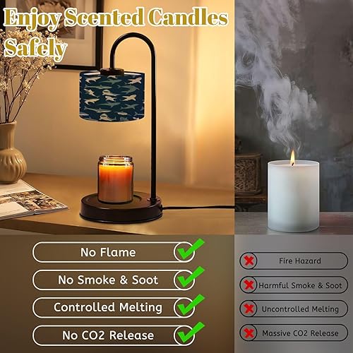 Miniatura 48 de Lámpara calentadora de velas con temporizador y atenuador, retro de los años 70, líneas onduladas abstractas psicodélicas, rosa, naranja, beige,