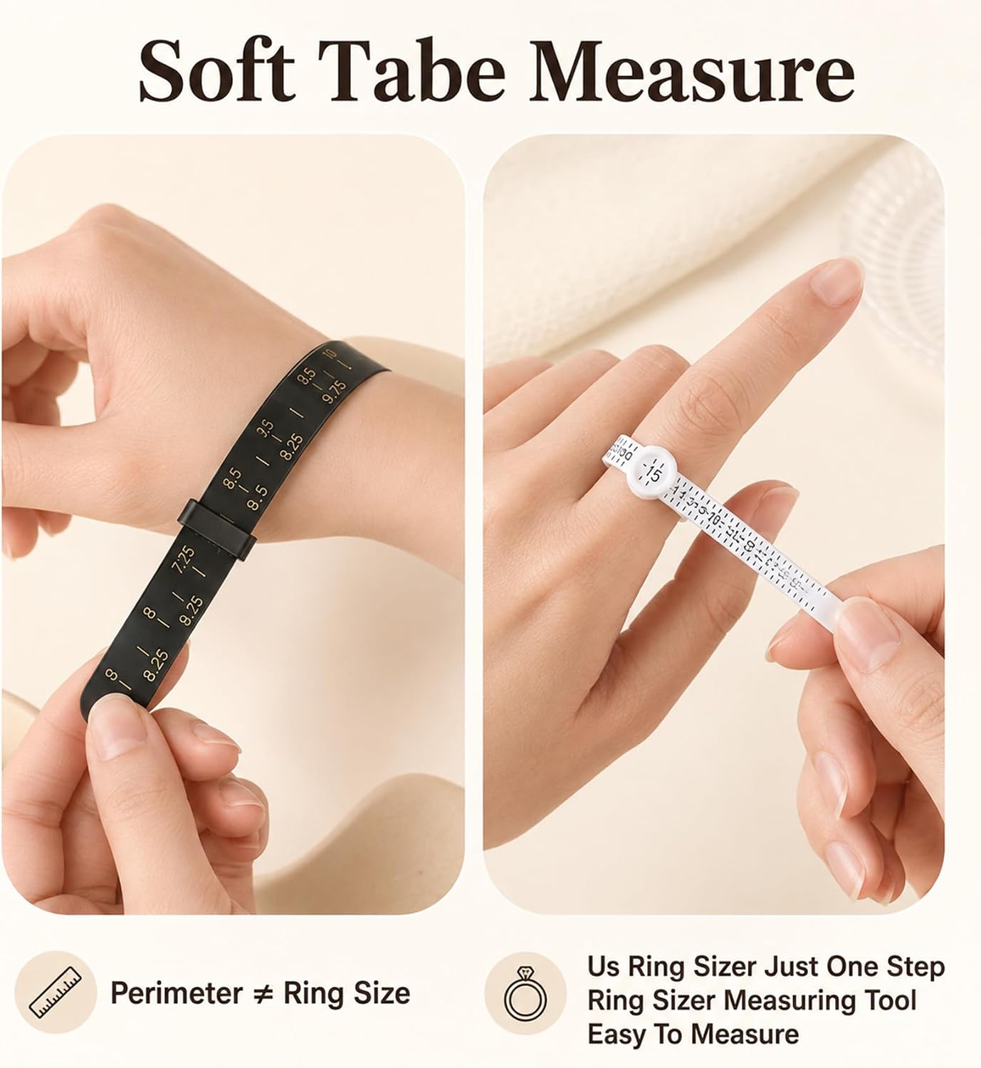 2 Pcs Bracelet Sizer & Ring Sizer Tool, Bracelet Size Measuring Tool