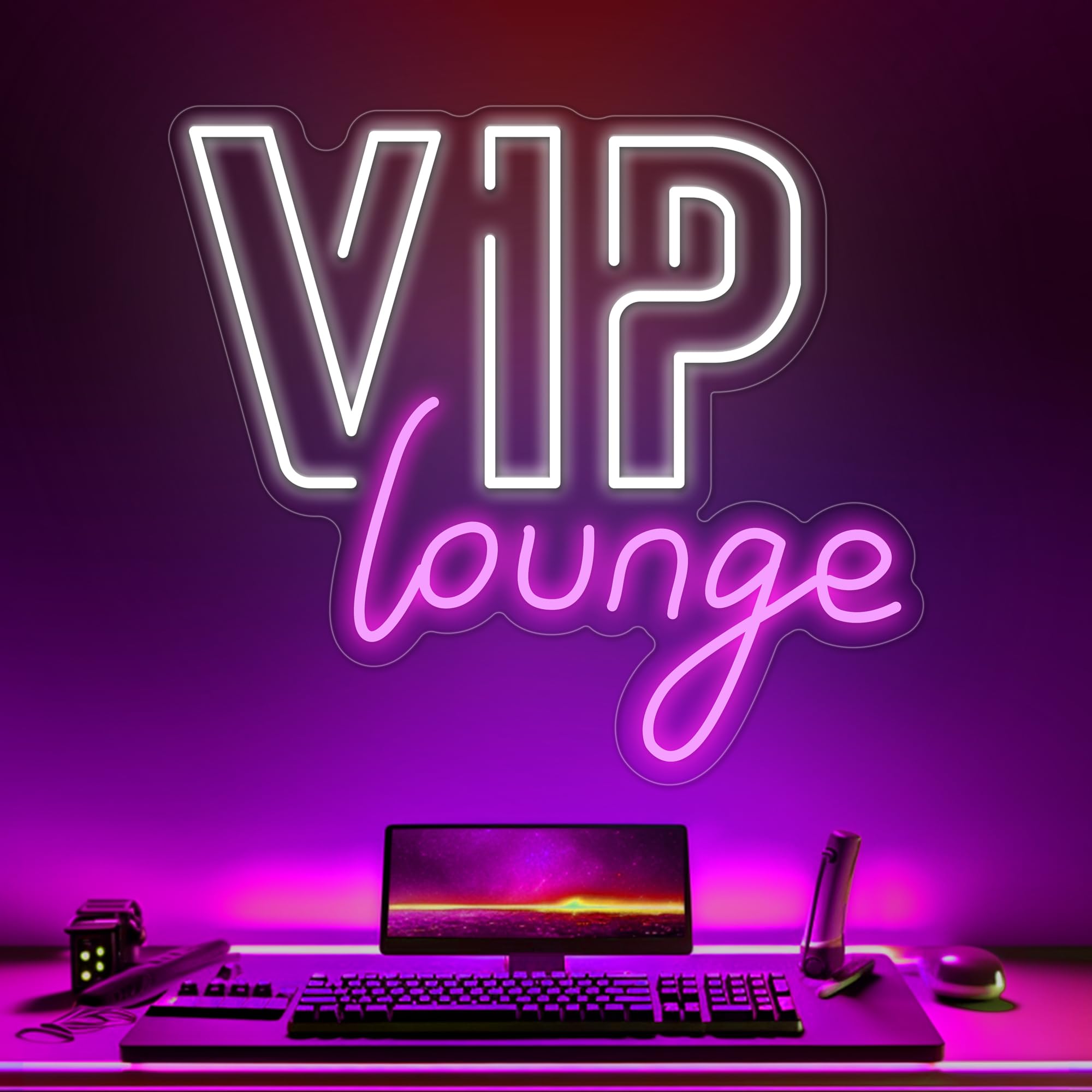VIP Lounge Neon Signs for Wall Decor, VIP Lounge Led Signs for Room Decor, Neon Light Up Sign with USB Powered for Bar, Hotel, Cafe, VIP Room, Home Decoration — image 1