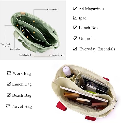 Miniatura 5 de Bolsos cruzados para mujer, bolsa de lona con cremallera, organizador de bolsillos, bolsa de almuerzo para mujer, bolso pequeño de hombro