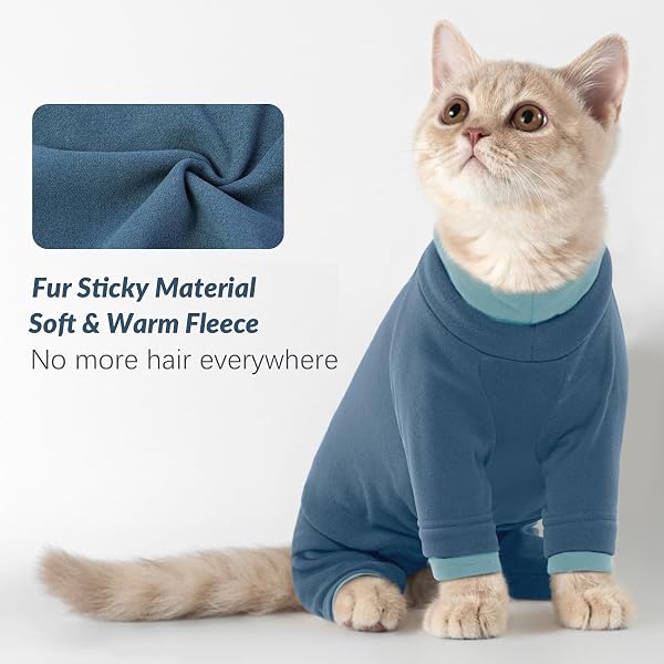 Combinaison pour chat après une chirurgie pour empêcher les animaux de se gratter ou de se lécher (bleu-gris, taille S) - 3
