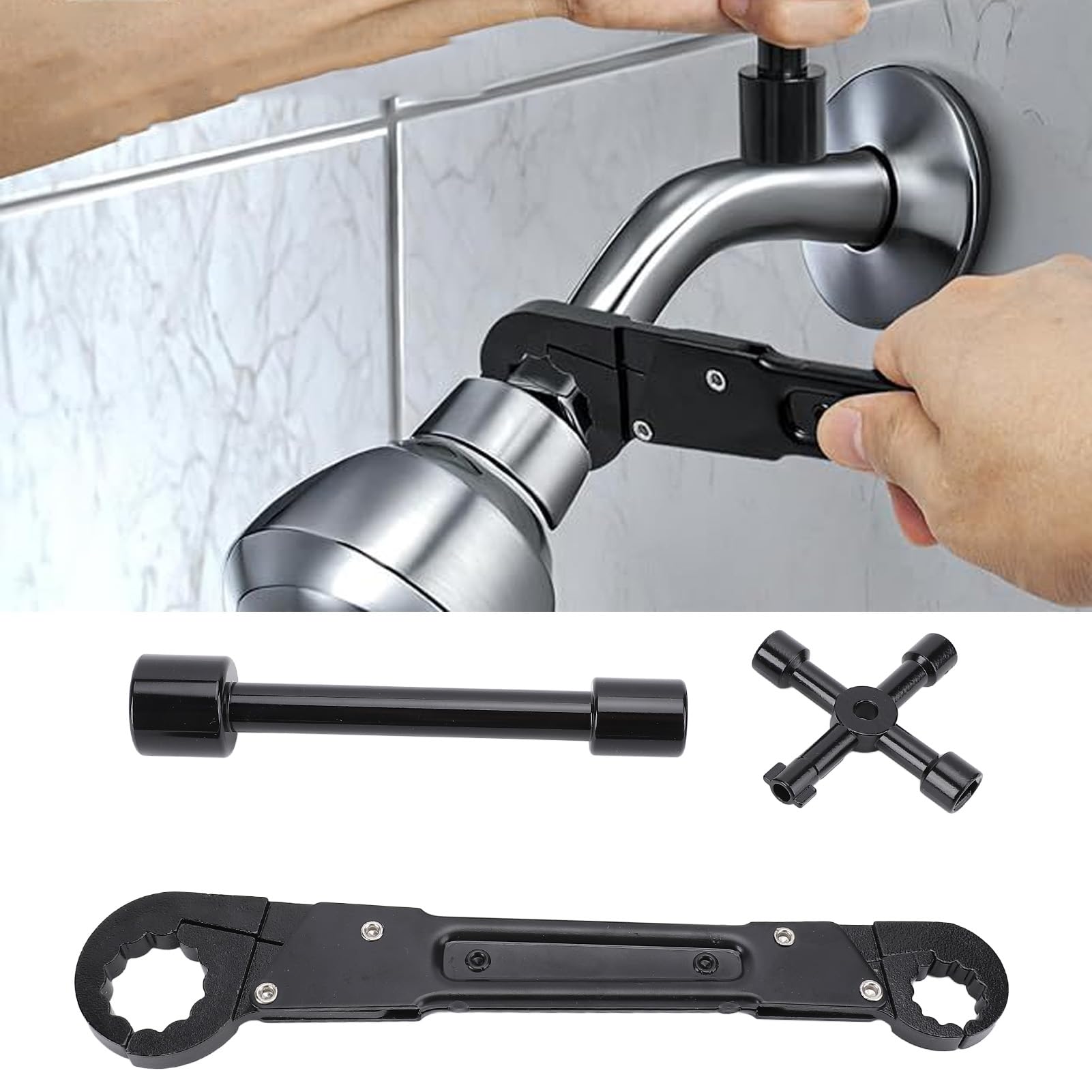 aqxreight Outils de Plomberie Clé d'arrêt d'angle en Acier Kit de clé 'angle sur de Plombier Professionnel Outils pour Projets de Canalisations S'adapte à Divers écrous 'alimentation avec