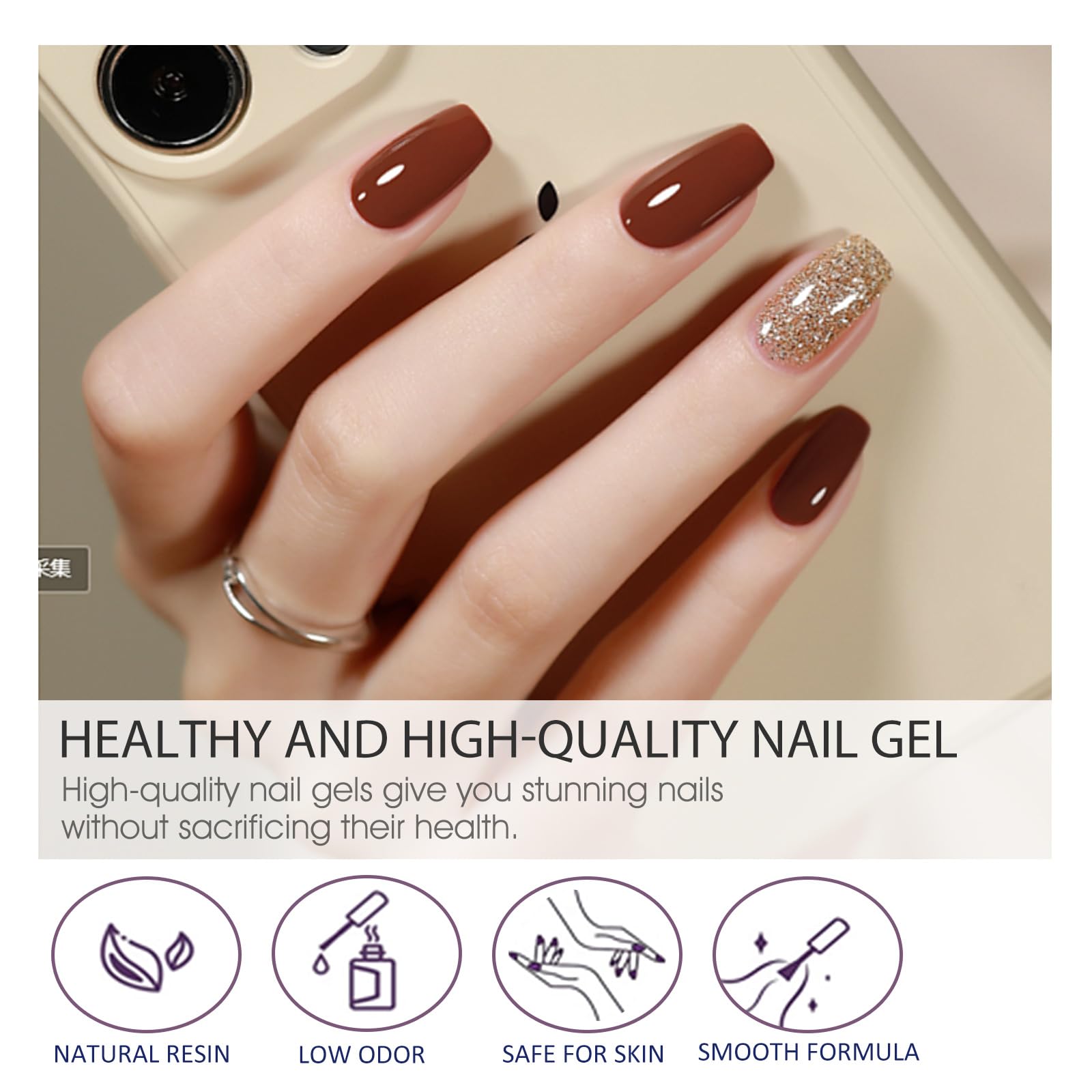 VENALISA Gel Nail Polish Set 6 Colors Brown Caramel Coffee Chocolate Gel Polish Collection Soak Off 7.5ml UV Gel Classic Nail Art Manicure for Holidays