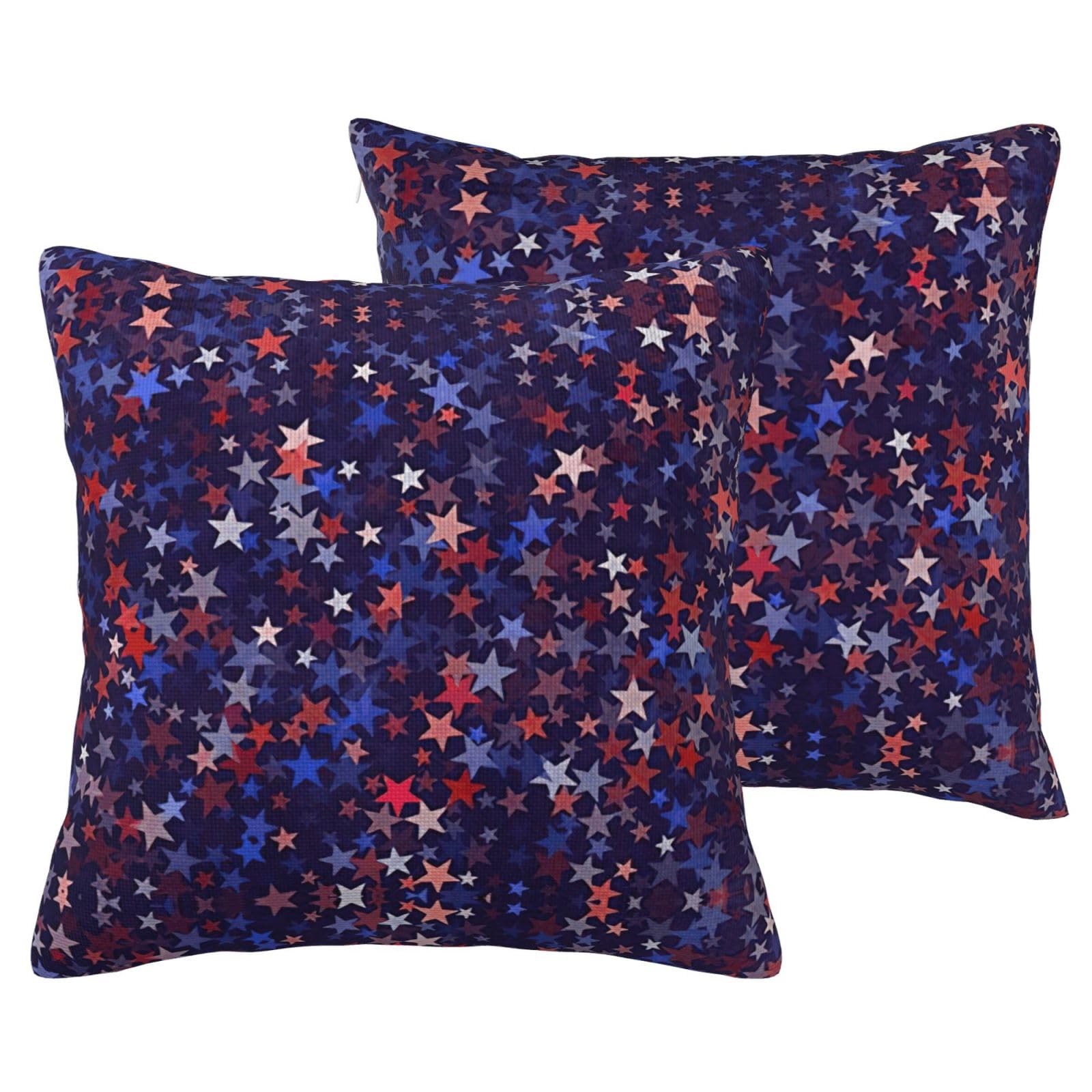 Housses de coussin de canapé en lin imprimé étoiles déco salon et lit x2