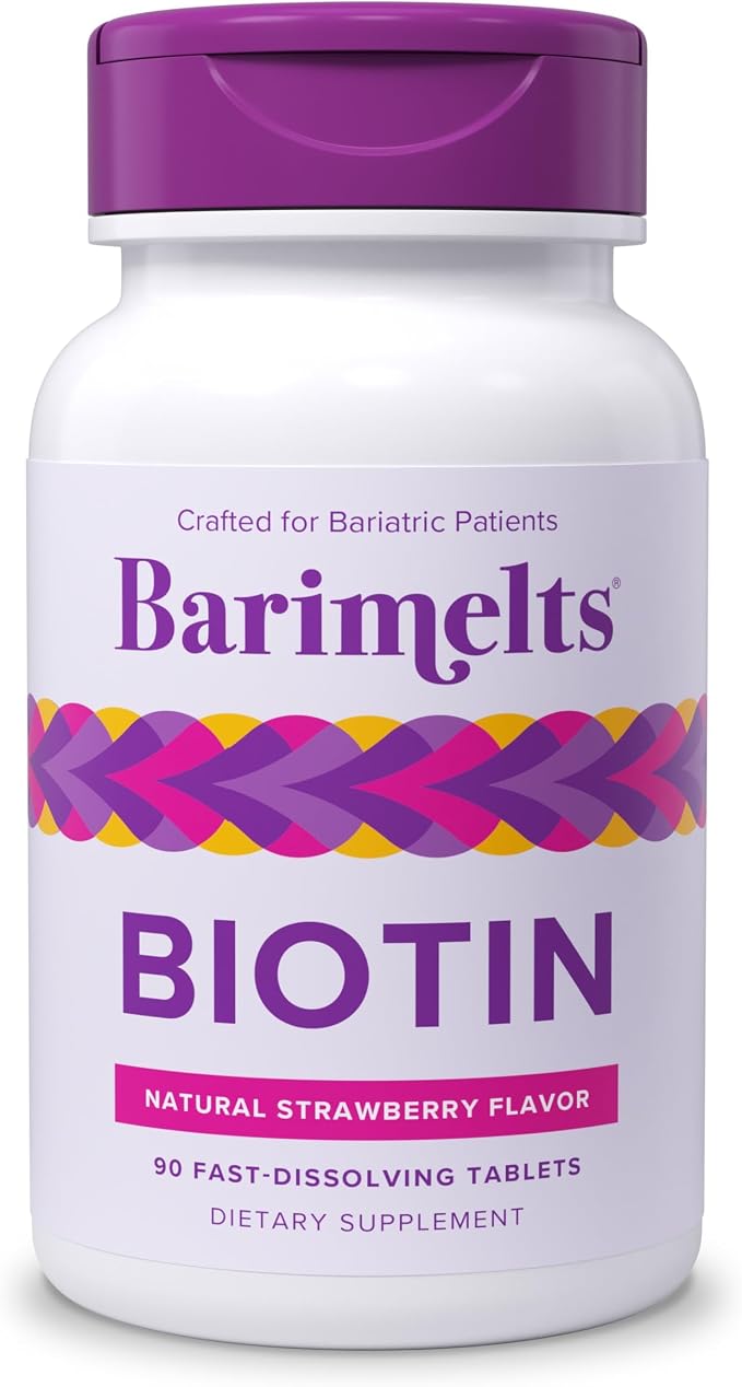 BariMelts Biotin 5000mcg, 90 Fast-Dissolving Tablets (3-Month Supply), Sugar-Free Bariatric Vitamins for Women, Natural Strawberry Flavor​