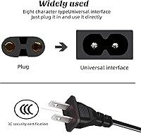 Vista 3 de Evenpop 2 Prong AC Power Cord Cable Compatible with Xbox One SXbox One XXbox Series XS Game Console, for Sony PlayStation PS4 PS3 PS2 SlimPSPPSV