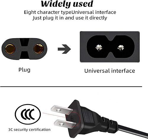 Miniatura 3 de Evenpop 2 Prong AC Power Cord Cable Compatible with Xbox One SXbox One XXbox Series XS Game Console, for Sony PlayStation PS4 PS3 PS2 SlimPSPPSV