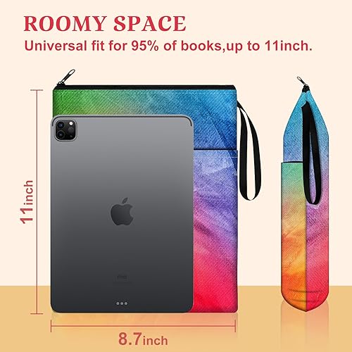 Miniatura 2 de Slohif Funda protectora para libro con cremallera, bonita funda de libro Beau, pequeña y grande, para acuarela, coloridas bolsas para libros de tapa