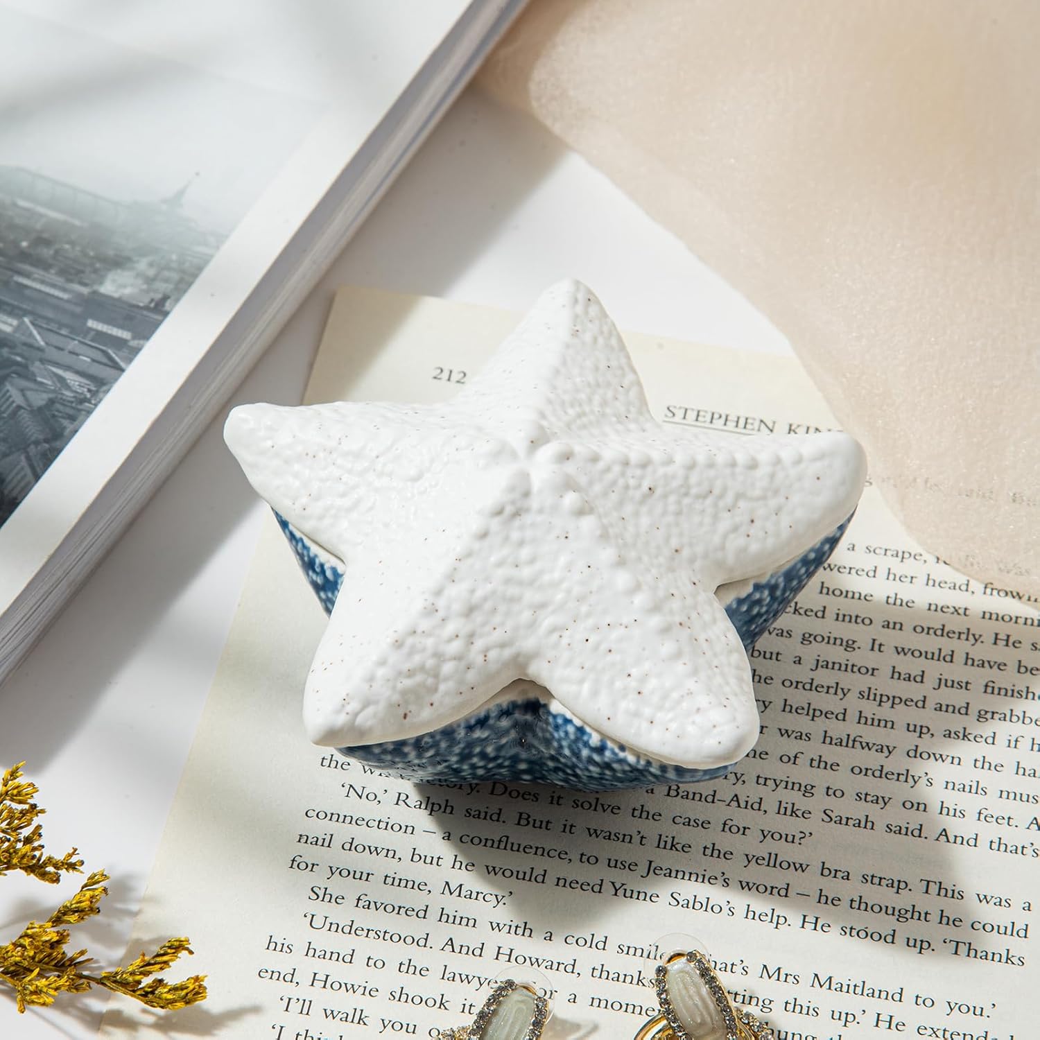 Starfish Jewelry Tray - Ceramic Jewelry Dish, Decorative Jewelry Organizer Tray, Simple and Stylish Trinket Dish for Rings, Earrings, Necklaces, Bracelet, Watch, Keys, Birthday Gifts - Image 7
