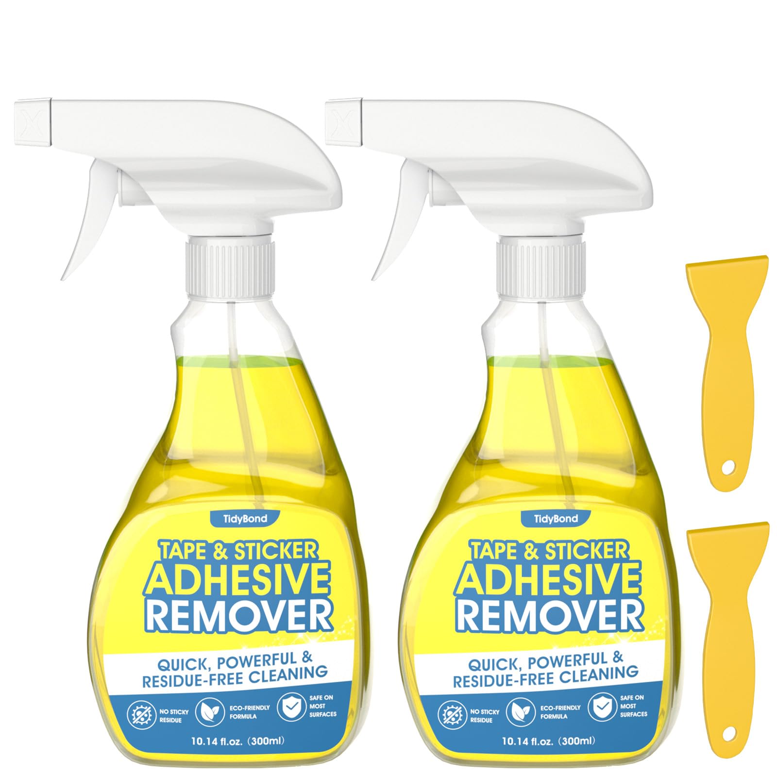 Sticky Stuff Remover 300ml, Pack of 2 – Spray Adhesive, Sticker & Glue Remover for Labels, Tape Residue, Chewing Gum & Caulk, Safe on Hard Surfaces, Glass, Metal, Plastic & Car Paint, with Scraper