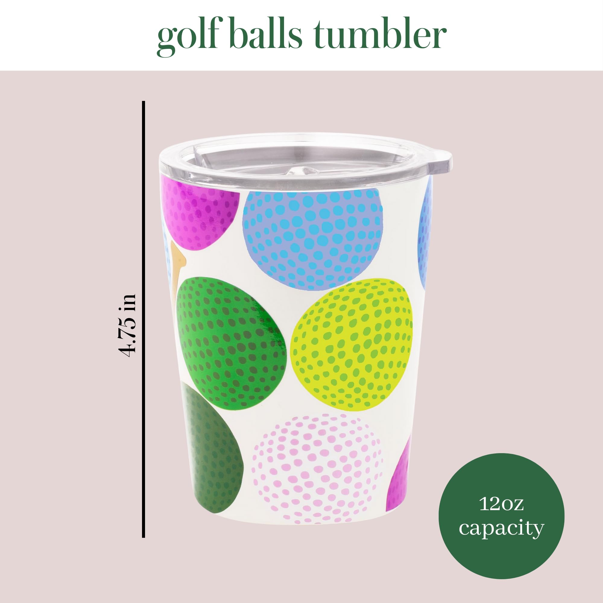 kate spade new york Small Insulated Coffee Cup with Lid, Double Walled Stainless Steel Mug, 12oz Coffee Tumbler (Mini Golf) - Image 3
