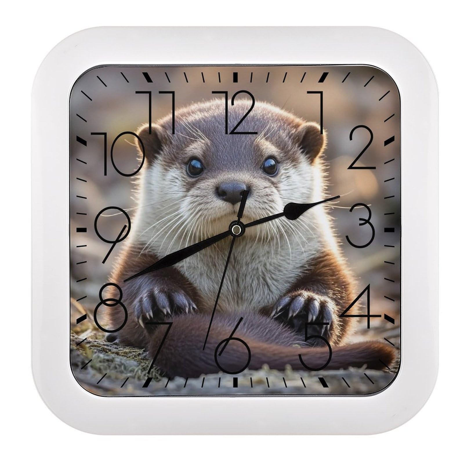 Horloge murale loutre silencieuse et carrée sans tic-tac pour salon