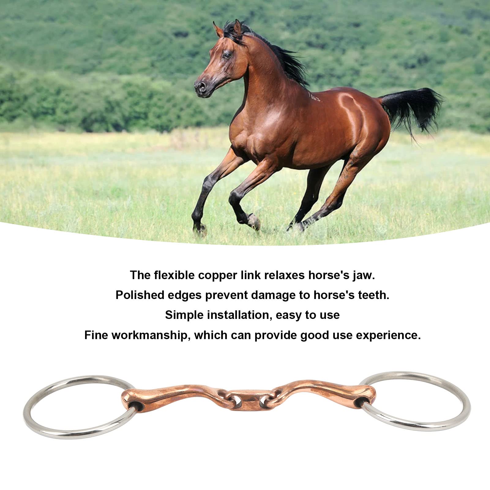 YedaHcy 135mm Horse Mouth Snaffle with Stainless Steel and Copper, Jointed Loose for Optimal Communication, Durably and Safe Material, for Horse Lovers