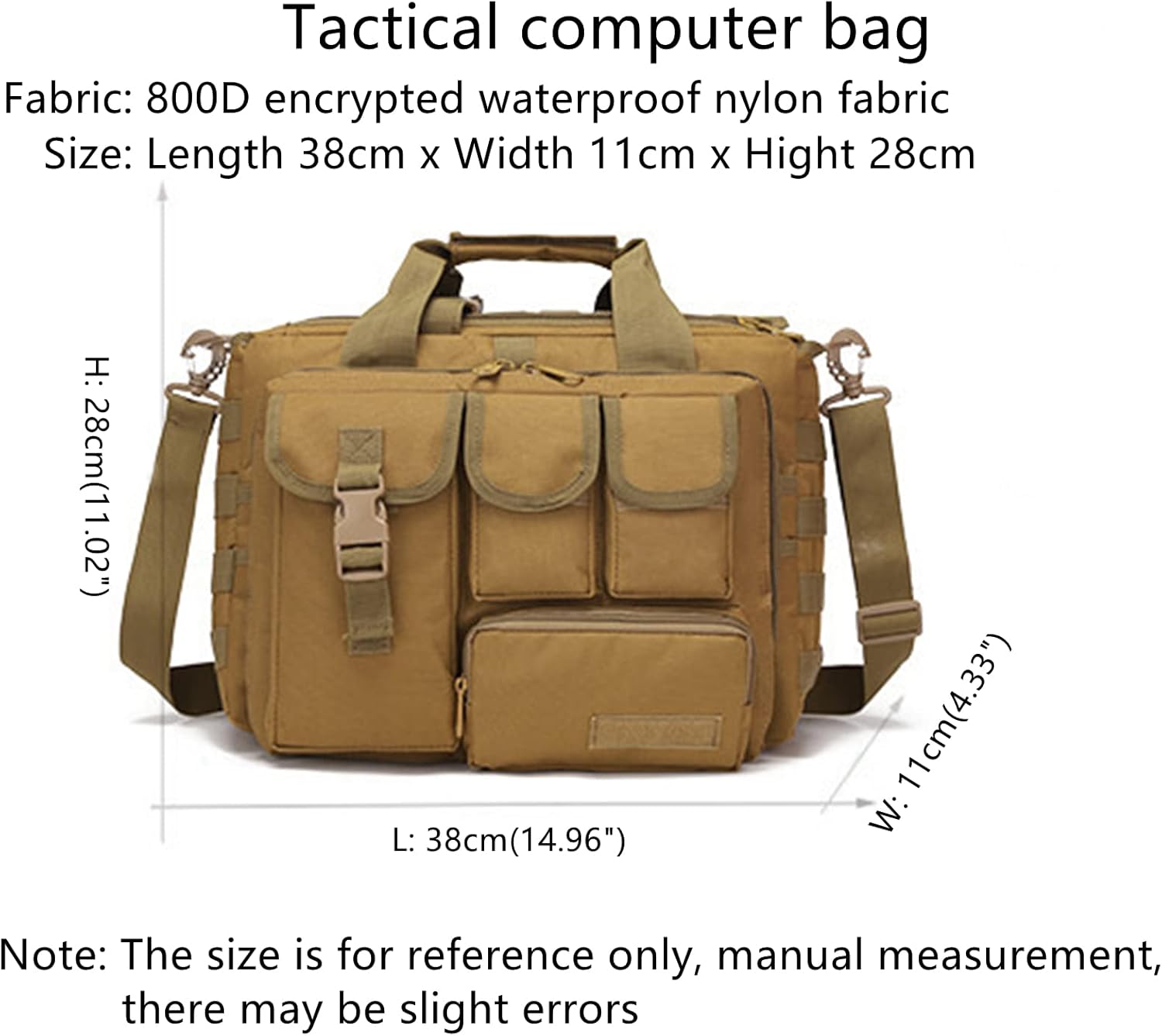 Multifunction Men Outdoor Tactical Shoulder Laptop Messenger Bag, 15 inch Briefcase Handbags