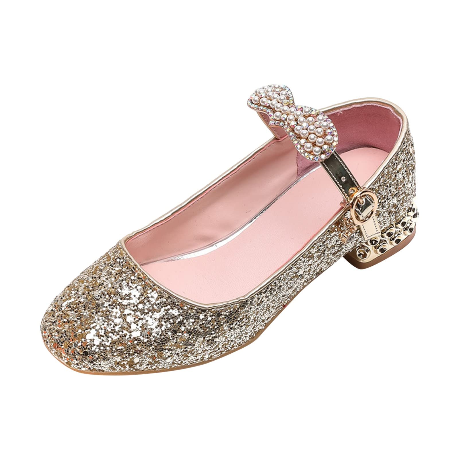 Stöckelschuhe Mädchen Pailletten Prinzessinnen Mit Absatz Glitzer Party Niedrige Absätze Bequemen Elegante Klettverschluss Riemchen Geburtstag Abschlussball Tanzen Aufführung