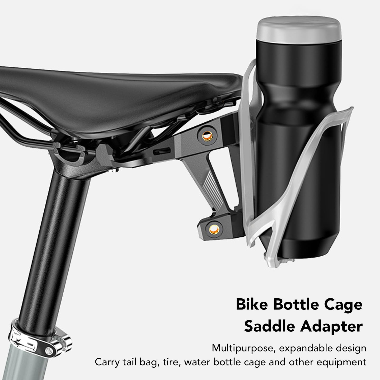 Adaptador Sillín Bicicleta, Soporte Portabotellas Resistente y Engrosado para Botellas Individuales y Dobles