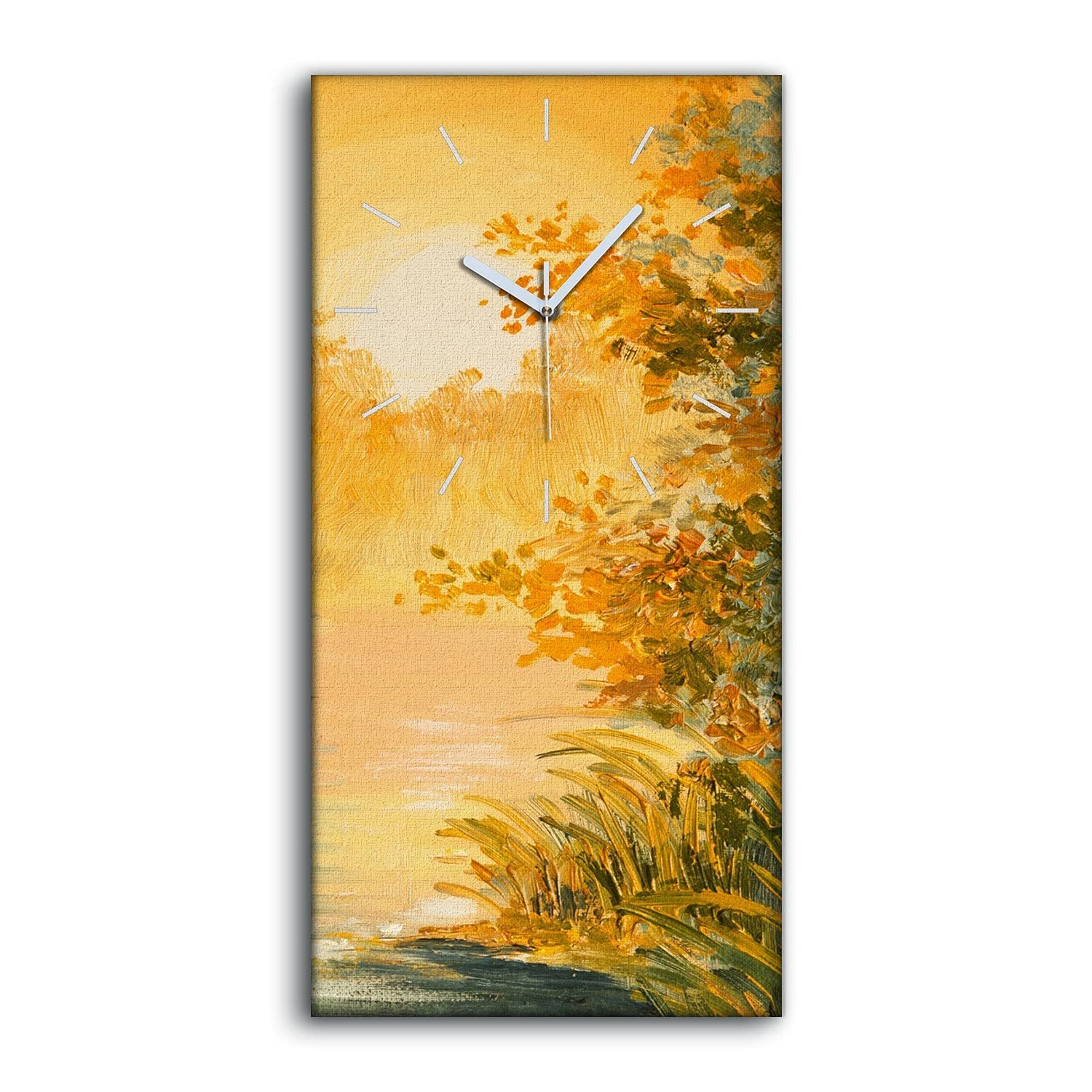Horloge sur Toile Abstract Lake Forest Trees Image Décoration Murale Salon 30x60