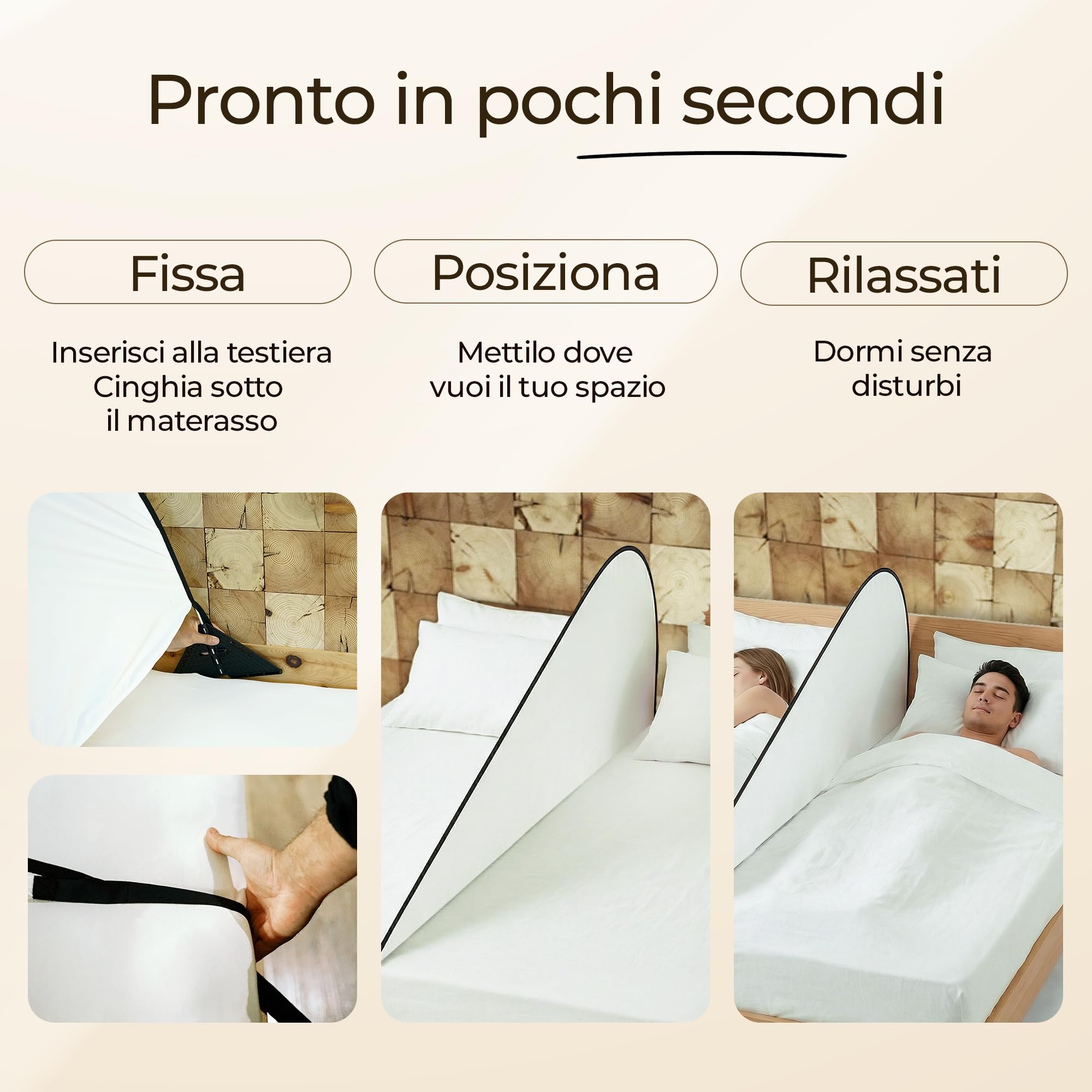 Divisorio Letto Portatile – Separatore per Letto Matrimoniale e Singolo | Privacy e Comfort per Dormire Meglio | Ultraleggero (400 g) | Facile da Montare | Ideale per Viaggi, Hotel, Famiglia