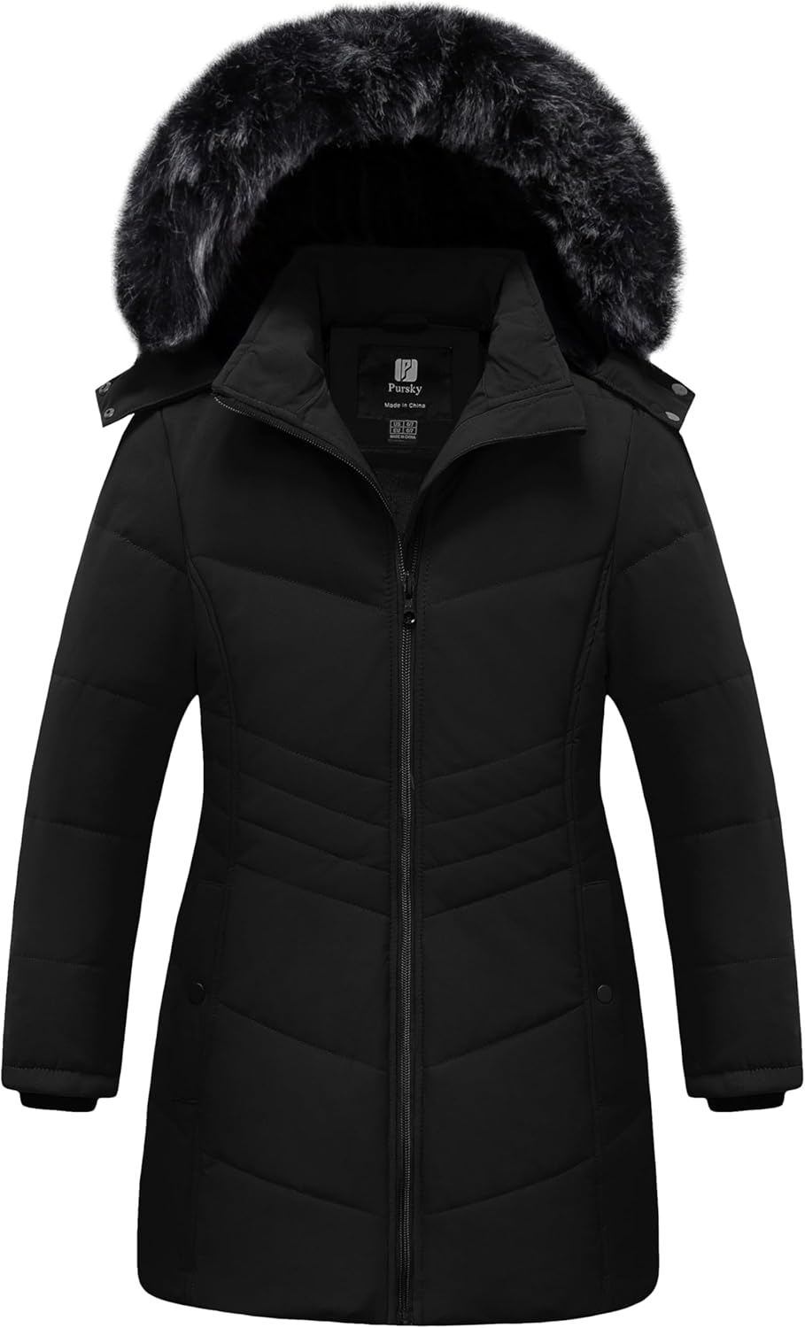 Pursky Girls' Warm Winter Coat Long Parka Fleece Lined Waterproof Puffer Jacket With Removable Hood