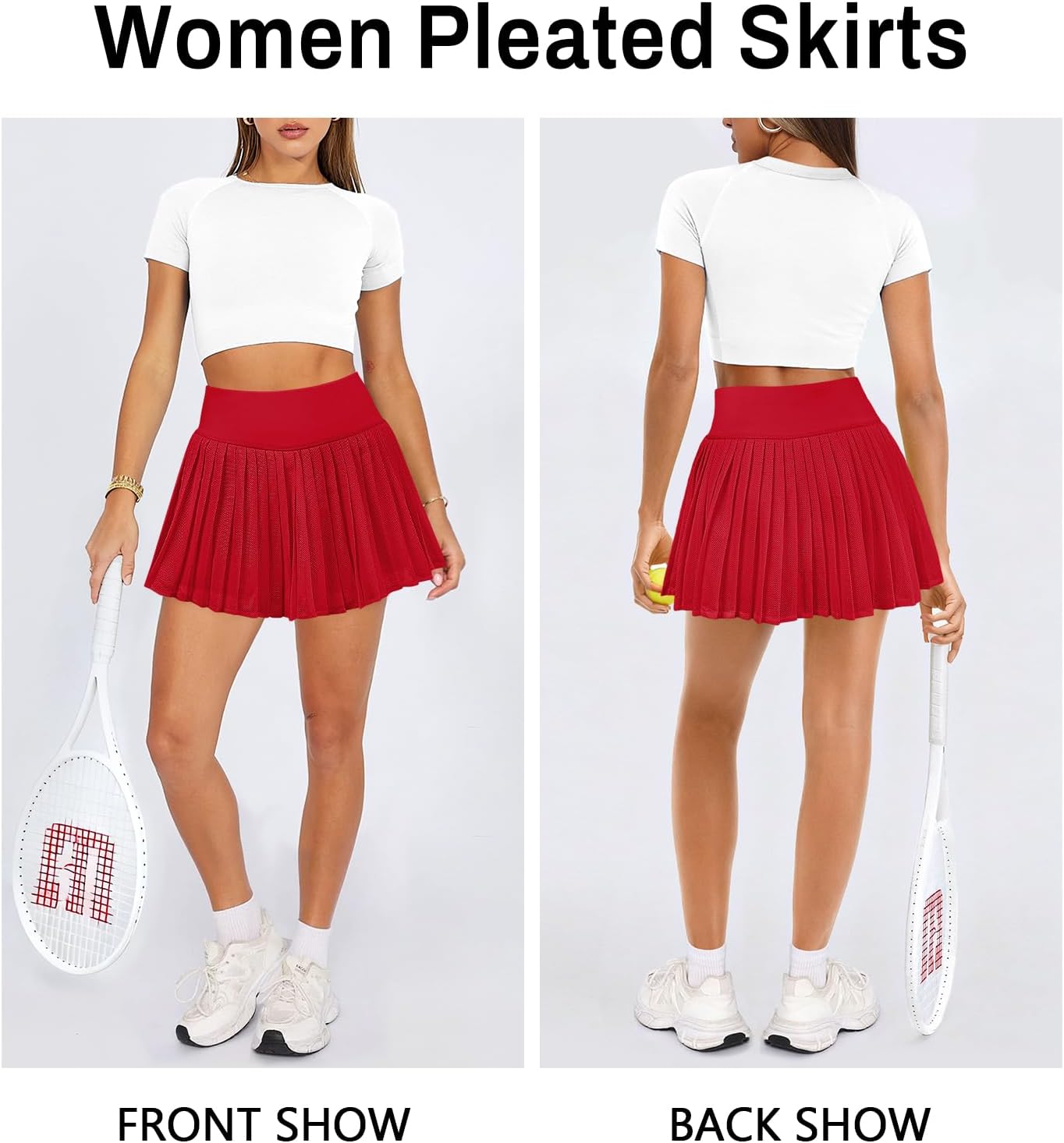 Women's Pleated Tennis Skirt for Women with Shorts Pockets Mini Pleated Flowy High Waisted Athletic Golf Skorts Skirts - Image 5